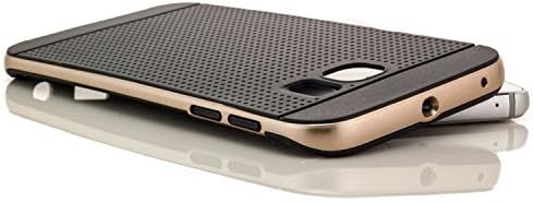 Samsung Galaxy S6 Edge Silicone Case Cover [zanasta Neo Hybrid Cover] TPU Slim Back-Cover Shell + Frame Bumper Style Premium Case with extra Edge Protector Black-Gold