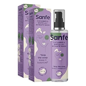 Sanfe Natural Intimate Wash, 3 in 1 – No Odour, No Itching, No Irritation – Cucumber & White Lily (Pack Of 2)