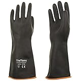 ThxToms Heavy Duty Latex Gloves, Resist Strong Acid, Alkali and Oil, 14", 1 Pair