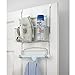 mDesign Ironing Board Holder with Large Storage Basket - Holds Iron, Board, Spray Bottles, Starch, Fabric Refresher Iron for Laundry Rooms – Durable Steel, Chrome
