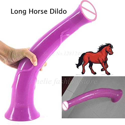 NGMRW Shirt 42cm/16.9inch Huge Big Giant Animal Horse Strong Suction R-éalistic Pê-nis Erotic Women Vágǐna Būtt Flirting Sexlg Toys,Purple
