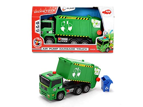 Dickie Toys Air Pump Garbage Truck, Müllabfuhr mit Luftpumpfunktion, Müllauto, Recycling, pneumatisch beweglicher… – Bild 6
