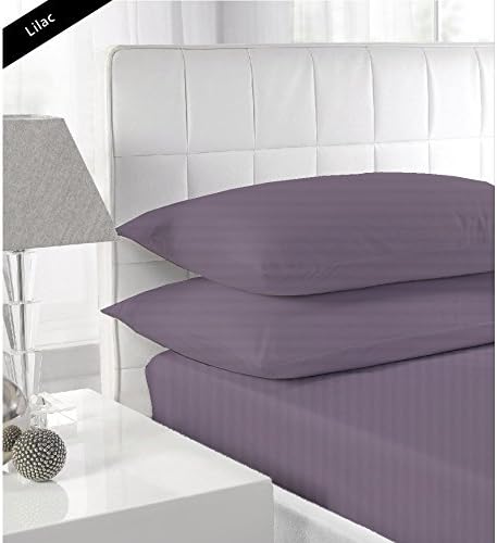 400 Thread Count ,100% Egyptian Cotton , 3 Piece Fitted Sheet Set , Striped , 8-10 inches Deep Pocket ,Size King , Color Lilac .
