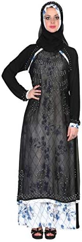Abaya Women's Cystal Lycra Fabric Burqa Set (LY-001, Black, XX-Large)