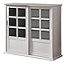 Kings Brand Furniture Holmes White Wood Curio Cabinet with Glass Sliding Doors