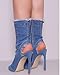 Huiyuzhi Womens Distressed Denim Open Toe High Heel Cutout Calf High Boots