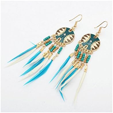 Santai Cute Handmade Natural Goose Feather Earrings (Light Blue)