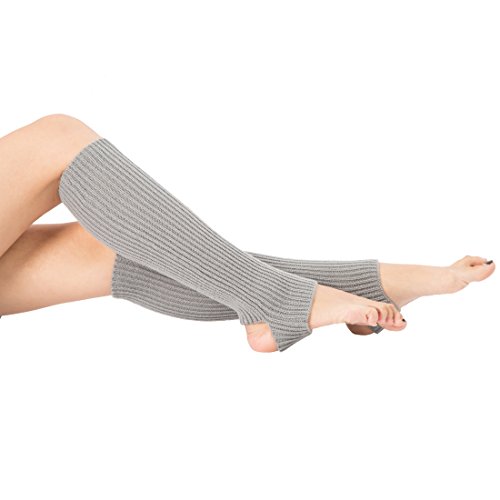 Toes Home Women Crochet Stirrup Leg Warmers Boot Cuffs Socks for Dance Yoga Gray