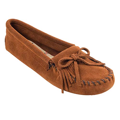 Minnetonka Women's Kilty Suede Softsole Moccasin,Brown,7.5 M US