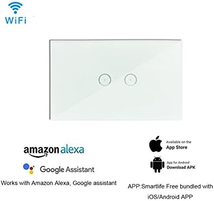 Hot Smart WiFi Light Switch works with Alexa and Google Assistant Phone Remote Control Wireless Switch No Hub Required Automatic Control Your flashlight From (2gang)