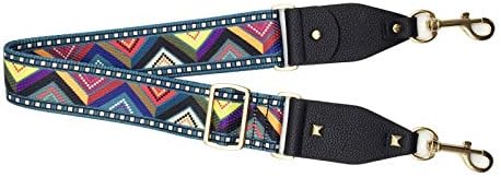 5cm Wide Purse Strap Replacement Guitar Style 90cm- 130cm Adjustable Cross-Body Strap for Handbags (Blue Wave(Gold Hardware))