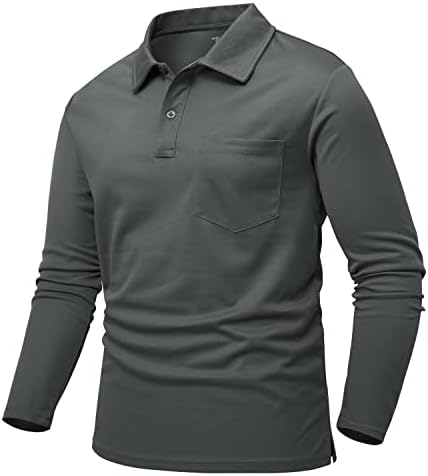 Rdruko Golf Shirt Long Sleeve Men Smart Casual Breathable Button