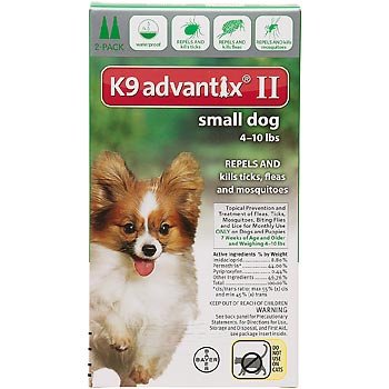 Bayer K9 Advantix II for Dogs 4-10 lbs, 2 Month Supply