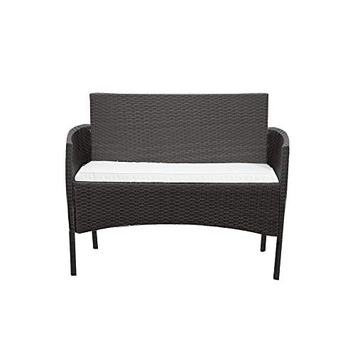Lounge Set 4tlg in Rattanoptik mit Glastisch Cube Sofa Garnitur Sitzgruppe Gartenmöbel für Garten 3 Farbwahl - Schwarz – Bild 7