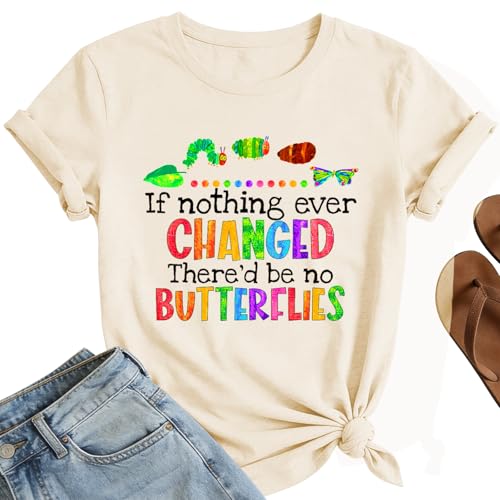 Book Shirts for Women - Fun Reading Lovers Tshirts School Teacher Tee Tops Beige