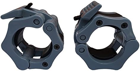 Quick Release Pair of Locking 2" Olympic Size Barbell Clamp Collar Great for Pro Training by Clout Fitness (Gray)