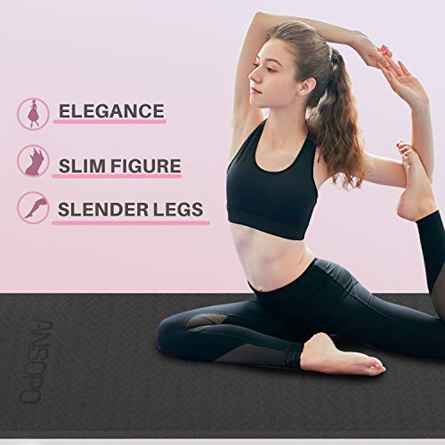 ANSOPO Tapete de Yoga Antideslizante con Premium Material ecológico TPE 10mm Agarre de Alto Rendimiento, Acolchado Ultra denso para Ejercicio, Yoga y Pilates（10mm）