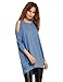 Verdusa Women's Cold Shoulder Long Sleeve T-Shirt Tops High Low Casual Loose Dress Blue M