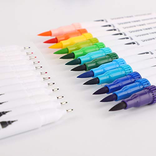 Colouring Pens for Adults and Kids, bedee 48 Colours Dual Tip Brush Pens Set - Felt Brush Tip & Finelines Tip, Art Watercolour Markers Pen for Colouring Books, Drawing, Painting, Bullet Journal