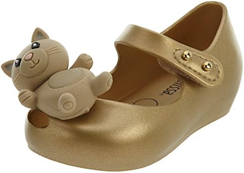 Mini Melissa Girls' Ultragirl Mini Cat Ballet Flat, Gold/Silver Glitter, 10 M US Toddler