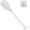 Mczxon Body Brush Dry Brushing Back Scrubber with Curved Plastic Long Handle Clear Bath Shower Brush Dry Skin Exfoliating Cellulite Brush for Men and Women(Transparent Handle)