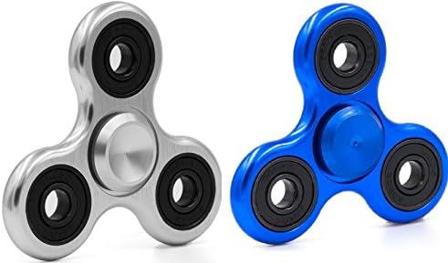 Aluminum Fidget Spinner by Fidget Fix: Set of 2, Stress Reducer Focus Toy For ADD, ADHD, Anti-Anxiety, and Boredom. Hybrid Ceramic Bearings for Fast Spinning.