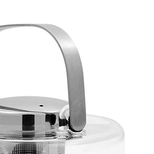 VIVA Scandinavia Teekanne mit Siebeinsatz, Glas Teekocher im Set mit 4 kleinen Tee-Tassen aus Borosilikat Glas und Serviertablett grau, Geschirrspüler-geeignet, Tropffrei, 0,75 Liter – Bild 4