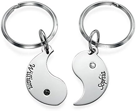 Customize Key Ring Key Chain, Name keychain Personalized Yin Yang Keychain for Couples