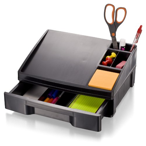 OfficemateOIC Recycled Telephone Stand Organizer with Storage Drawer, Black (26093)