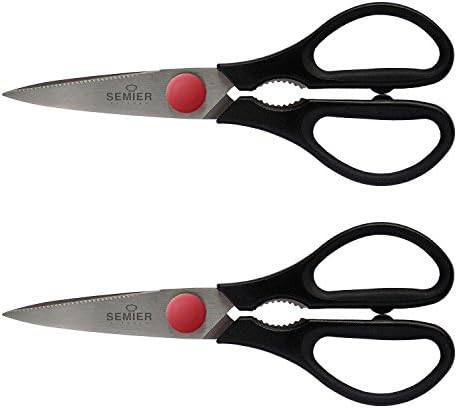 Semier Heavy Duty Kitchen Shears Stainless Steel Scissors and Multi Purpose Scissors for Herbs, Chicken, Meat ,Vegetables(Two Pack)