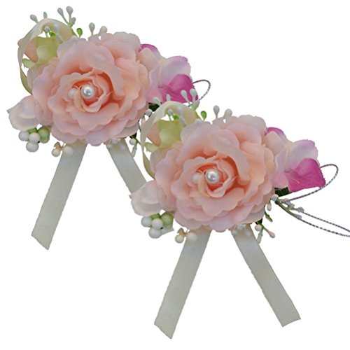 Arlai Set of 2, Prom Pin Corsage, Artificial Flowers, Wedding, Birthday,Dance,Homecoming (Champagne) - Thumbnail 3
