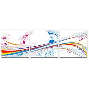 3 Panel Canvas Wall Art Music Note Pictures Home Wall Decorations for Bedroom Living Room Paintings Canvas Prints Framed - 12"x12"x3 Panels