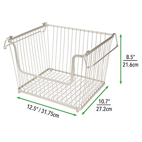 mDesign Modern Stackable Metal Storage Organizer Bin Basket with