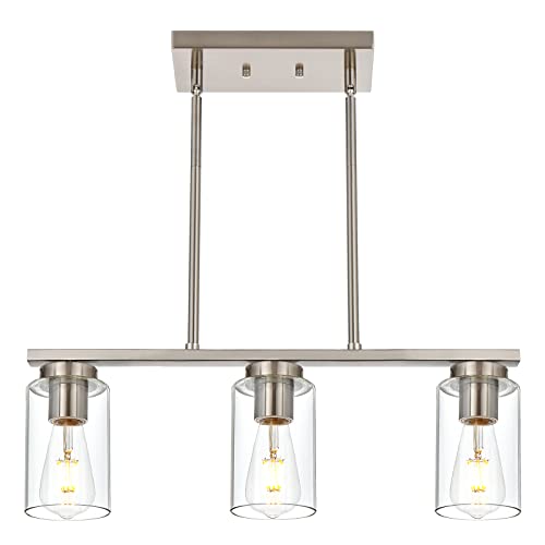 VINLUZ 3 Light Linear Pendant Light Fixture with