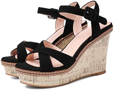 本革スエード サンダル 厚底サンダル ウェッジソール アンクル ストラップ ウェッジサンダル レディース リゾート 靴 ストラップサンダル クロスベルト 9 5cm 美脚 脚長効果 滑り止め カジュアル 美脚 サンダル ファッション 夏 Colabora Sv