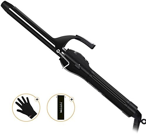 PARWIN BEAUTY 0.8 Inch Curling Iron Wand with Tourmaline Ceramic Coating, Hair Curler Wand with Anti-Scalding Insulated Tip, Heat Resistant Glove (0°F - 450°F, 19mm Barrel)