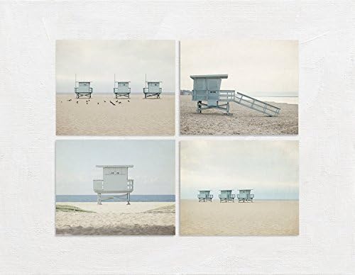 Lifeguard Tower Photography Four Print Collection, California Beach Artwork, 4x4 to 20x20 inch Photographic or Watercolor Print