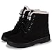 Susanny Suede Flat Platform Sneaker Shoes Plus Velvet Winter Women's Lace Up Black Cotton Snow Boots 8.5 B (M) US