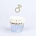 Bidlsbs Wedding Bridal Shower Cupcakes Toppers Glitter Mini Diamond Ring Cupcake Picks Gold Birthday Party Supplies,Set of 10