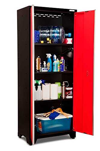 NewAge Products 50607 Bold 3.0 Garage Storage Cabinet Set with Stainless Steel Worktop (9-Piece), Red