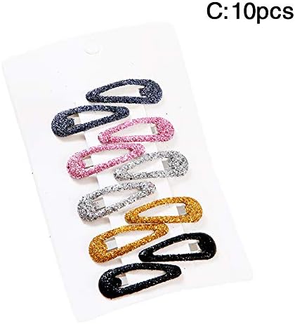 MNEFEL 10pcs fermagli per capelli a scatto Barrette per capelli per bambini, ragazze e donne Clip di capelli in metallo Snap Barrettes Accessori