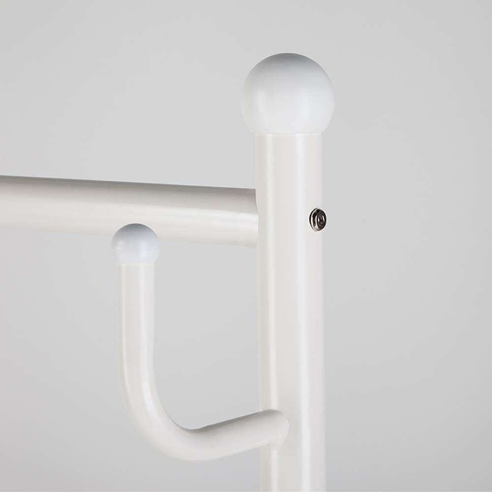 SINGAYE Clothes Rack 2-in-1 Coat Rack Rolling Garment Rack with Bottom Shelves, 7 Side Hooks, Lockable Wheels, Rolling Closet Organizer (White): Home & Kitchen