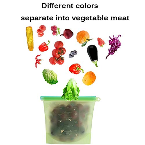 Reusable Silicone Food Storage Bag Airtight Zip Seal Bags fruits vegetables meats fish soups juice lunch sandwiches microwave steamer refrigerator freezer