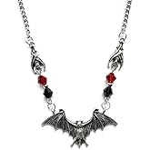 YISXVD YISXVDGothic Silver Bat Necklace Elegant Halloween Jewelry Dark Gothic Bat Pendant Unique for Women Men