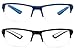 Specs Half Rimmed Rectangular Glasses for Reading (Matte Black with White, Shiny Blue) +1.50 Value 2 Pack