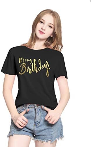 Womens Cotton Short Sleeve Cute Birthday Girl Tshirts Top Tees(MXT01)