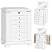 Best Choice Products Handcrafted Wooden Jewelry Box Organizer Wood Armoire Cabinet Storage Chest White