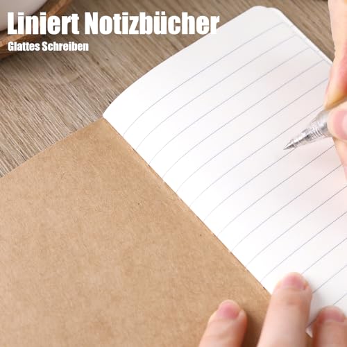 Koogel 32 Stück Klein Liniert Notizbücher, Notizbuch Journal Tagebuch Notizblöcke Schulhefte 13 x 9cm Notizbücher mit Kraftpapier-Einband Braun
