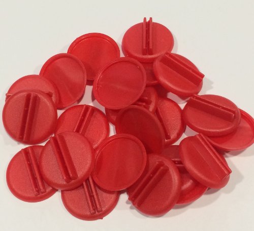 Plastic Card Stand (Red) to Hold up Playing Cards or Cardboard Marker Cut-outs: Set of 20 Red Color Round Board Game Playing Pieces (School Classroom Supplies, Arts & Crafts Projects, Teaching & Education Toy Resource Components, Extra Instructional Play Materials)