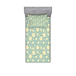Ambesonne Tea Fitted Sheet & Pillow Sham Set, Tea
